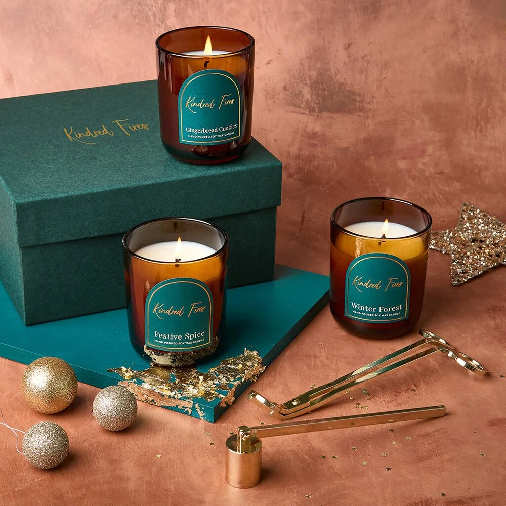 Luxury candle accessory packaging boxes with inserts designed for safe storage and elegant retail presentation