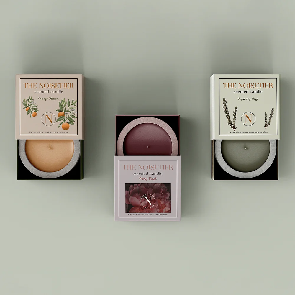 Luxury candle drawer style sleeve packaging boxes for gift ready presentation and retail display