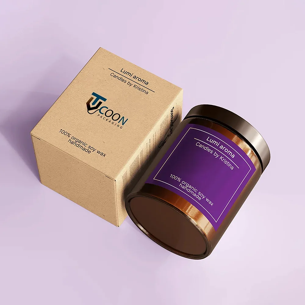 Printed kraft candle packaging boxes for handmade soy wax candle brands