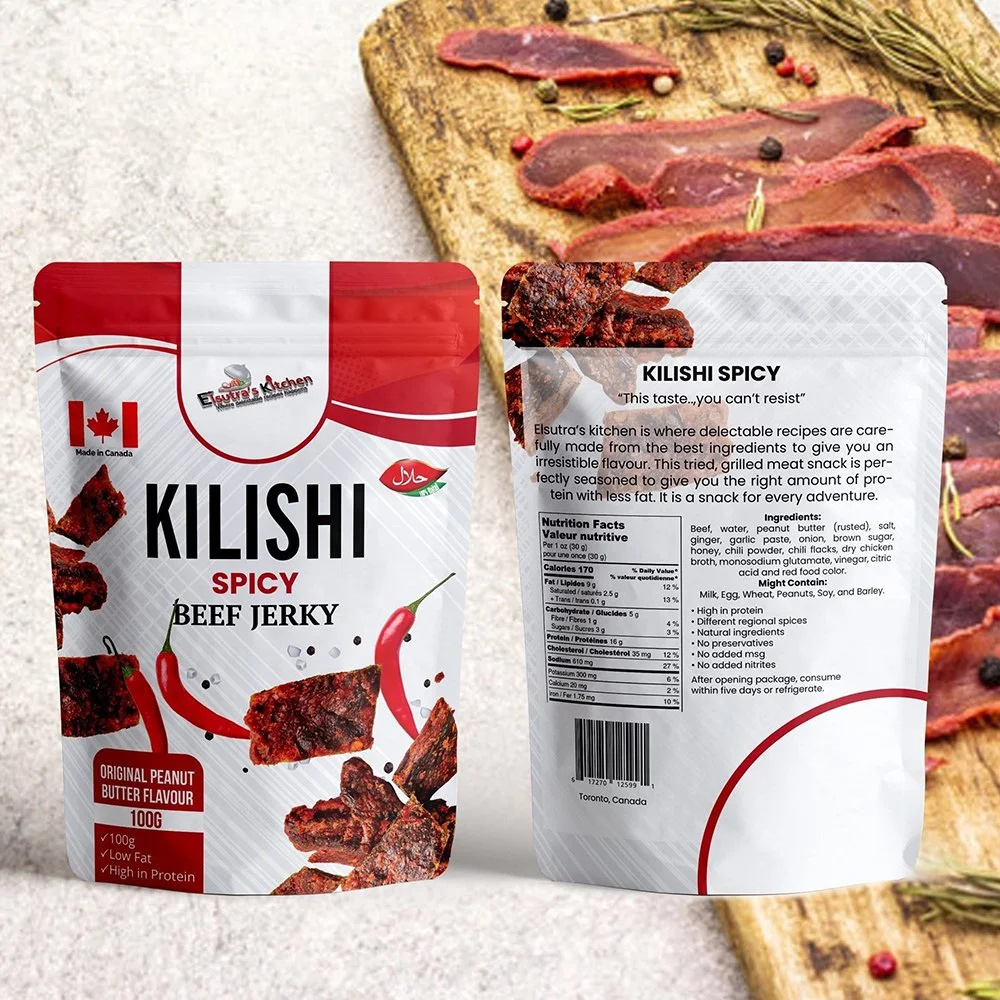 .Custom Snack Food Packaging Bags Beef Jerky Granola Package