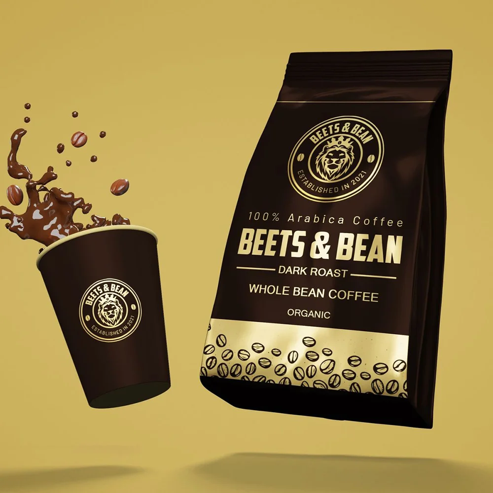 Gold Foil Gusset Coffee Bags with Valve